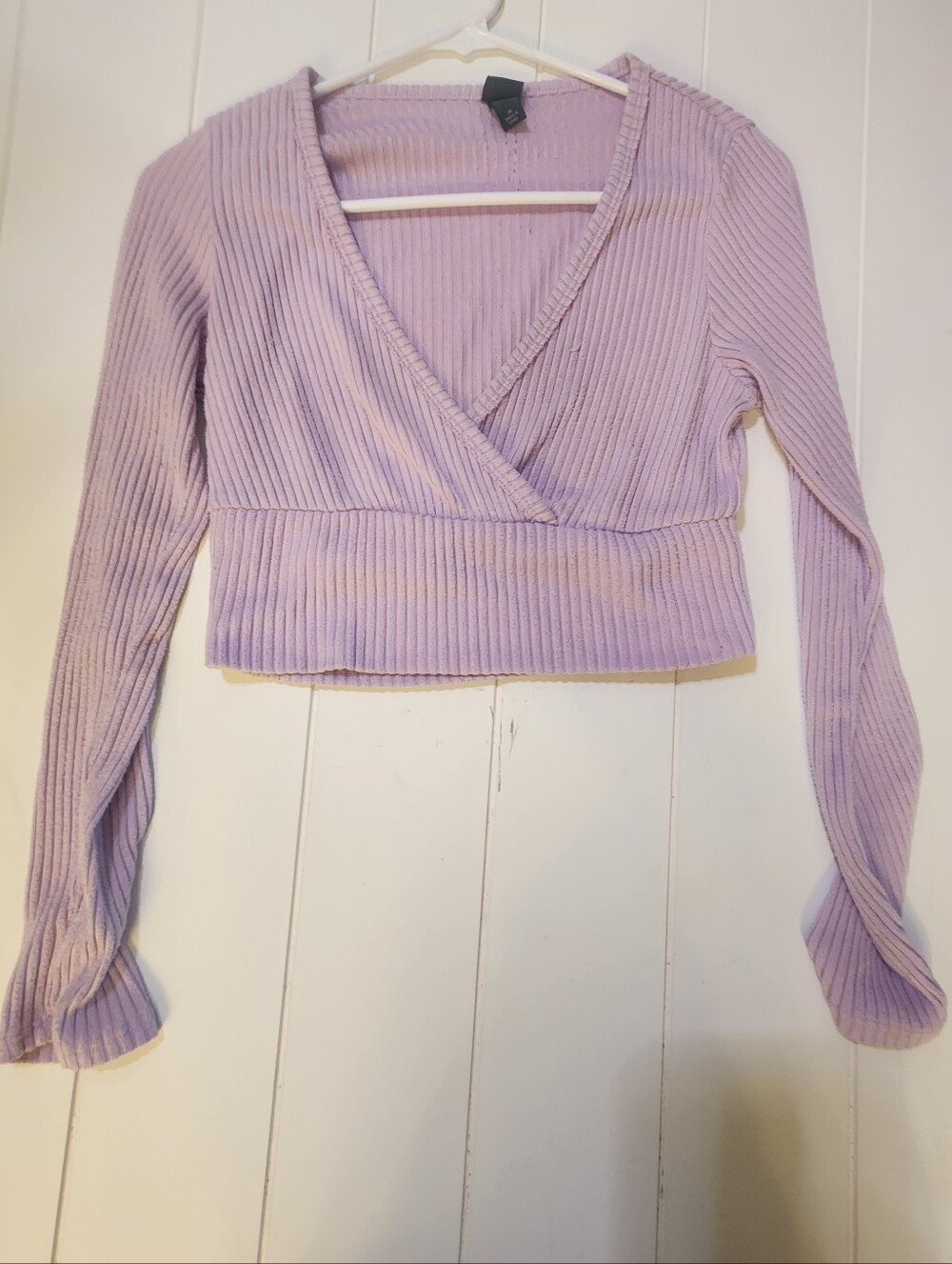 wild fable Lilac Ribbed Wrap Crop Top